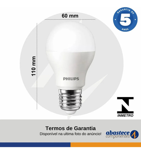Kit 13 Lampada Led Bulbo 7w = 40w 600lm Bivolt Philips