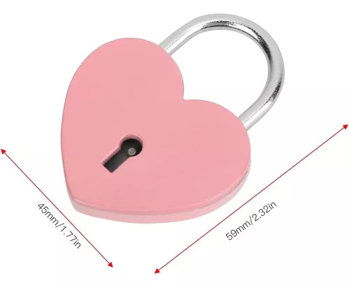 Candado de cofre del tesoro, mini candado de metal en forma de corazón,  colorido diario, libro de seguridad, con llave para joyero, bolso, armario