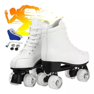 Patines Clásicos Roller Doble Fila, 4 Ruedas Luminosas