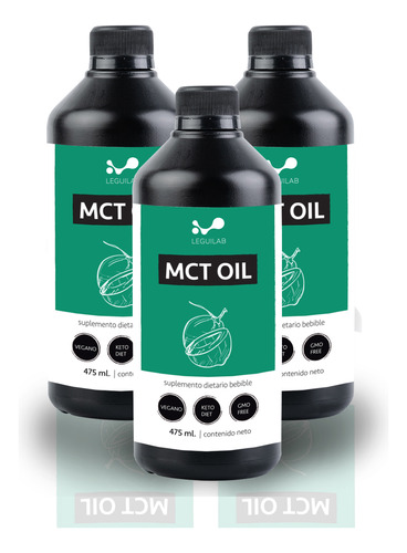 Kit Suplemento Bebible Mct Oil Rendimiento X 475 Ml X 3 U