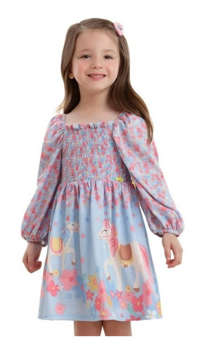 Vestido Infantil Manga Longa Mon Sucré Little Horse 20188