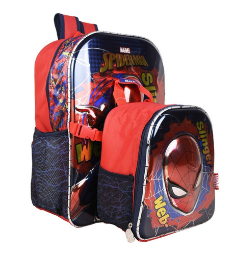 Mochila Para Niño Primaria Spiderman  100% Original Con Lonchera Set 2 Piezas 173978