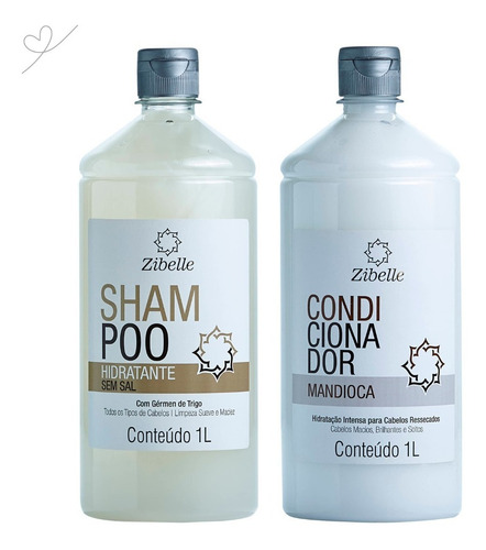 Kit Shampoo Sem Sal + Condi Mandioca 1l Zibelle