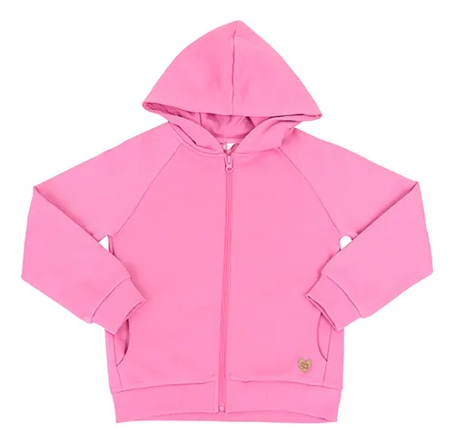Poleron Niña Kids Full Zipper Rosado Corona