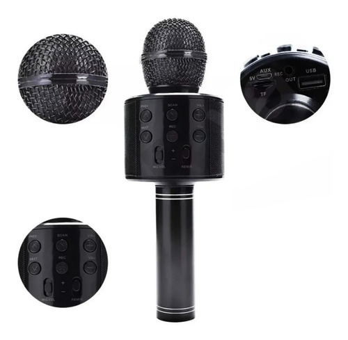 Imagen 1 de 3 de Microfono Bluetooht Karaoque Con Efectos De Voz Ws-858