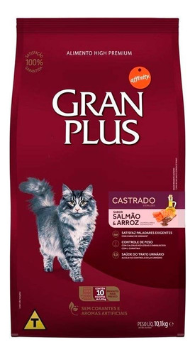 Comida Para Gatos Castrados Gran Plus Salmón Y Arroz 10kg