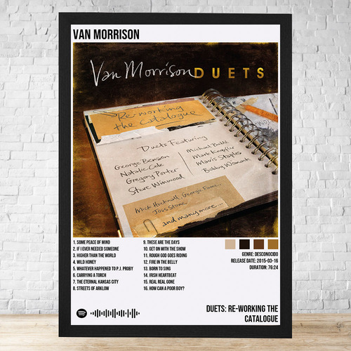 Cuadro Van Morrison 8 30x40 Con Vidrio Y Marco Madera C240 Negro Clasico