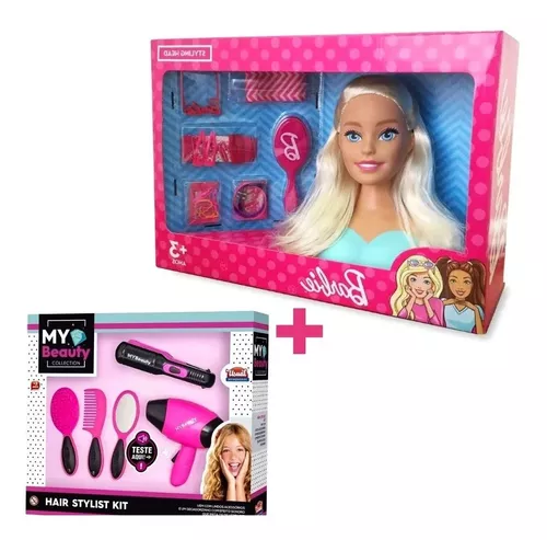 Kit De Bonecas Barbie Styling Hair Brincar De Cabeleireira