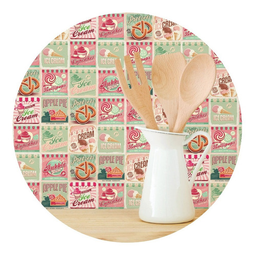 Adesivo De Azulejo Vintage Candy 15x15 Kit 36un Cor Rosa