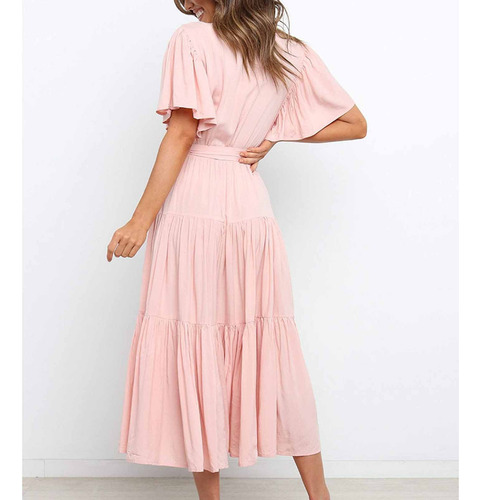 De Las Mujeres Moda Casual, Color Sólido, Cuello En V,