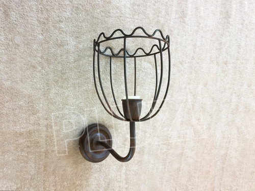 Aplique Pared Pantalla Mini 1 Brazo - Jaula Hierro Negro