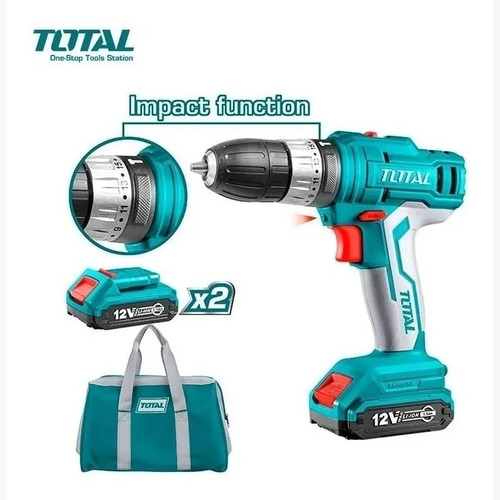 Taladro Inalámbrico De Impacto 10mm 12v Total Tidli1222
