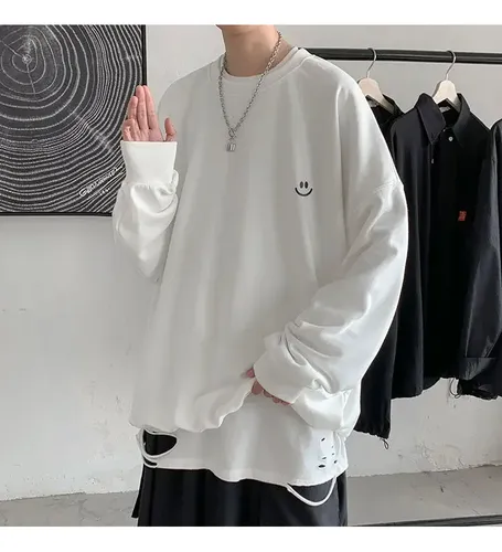 Sudadera De Estilo Coreano Para Hombre, Holgada, Con Capa Base