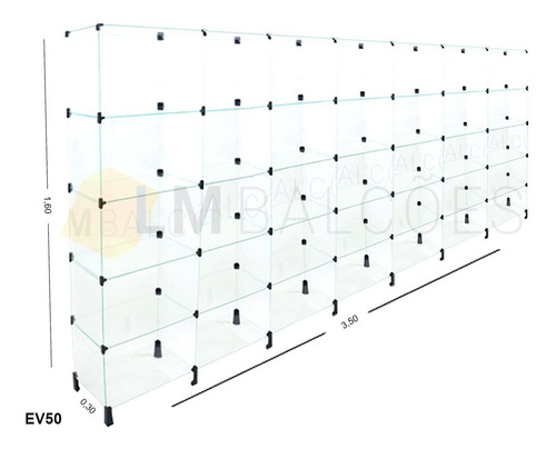 Estante De Vidro 3,50 X 1,60 X 0,30