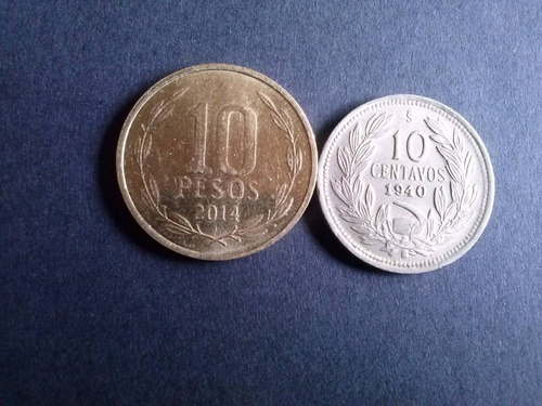 Moneda Chile 10 Centavos Níquel 1940 (22a)