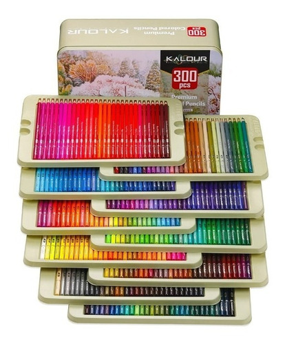 Set 300 Lapices Colore Arte Profesional Dibujo Caja Metálica