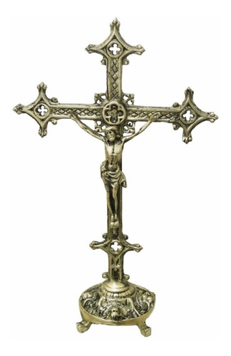 Crucifixo Mesa Bronze Grande Presentes Igreja Altar Cristo