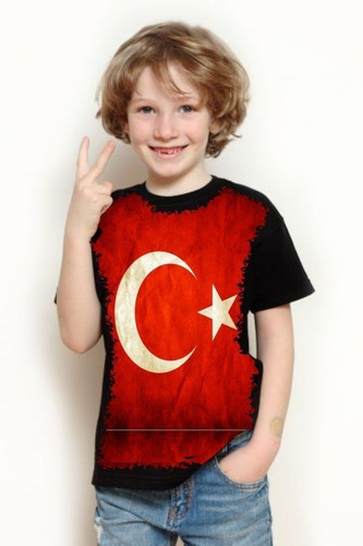 Camiseta Criança Frete Grátis Bandeira Turquia