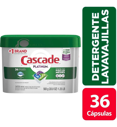 Imagen 1 de 10 de Lavavajillas Cascade Platinum Action Packs Fresh 36 Unidades