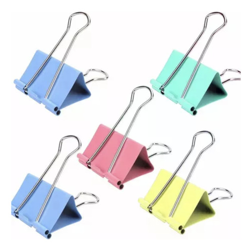 Set 3 Clip Para Carpeta Pinzas Colores Papeleria