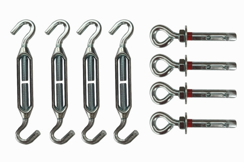 Imagen 1 de 7 de Kit De Instalación Para Malla Sombra Tensores Y Armellas 4pz