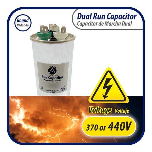 Appli Parts Condensador Capacitor De Marcha 70+5 Mfd Uf