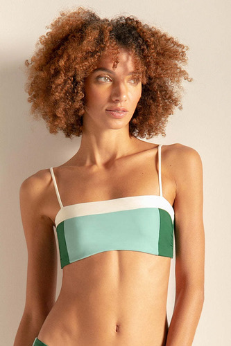 Traje De Baño Brasier Bandeau Dama Touché Azul/verde/marfil