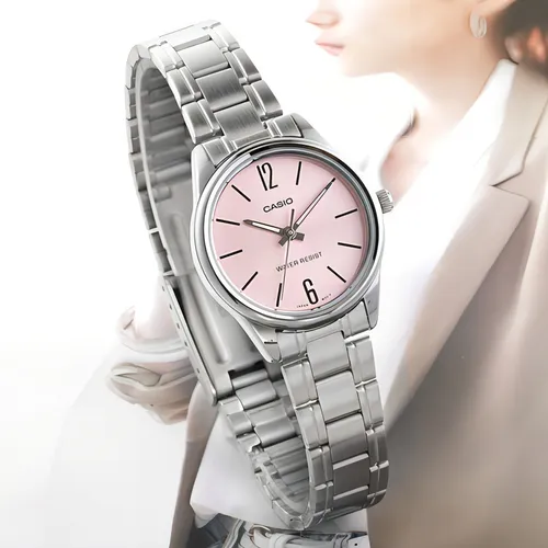 Reloj Casio Quartz Ltpv005 Mujer Rosa Full Color Del Fondo Rosa Ltp-v005d-4b