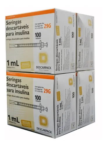 comprar Seringa Insulina Diabete 1ml 12,7mm X 0,33mm 400 Seringas