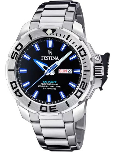 Reloj Festina F20665.3 Hombre The Originals/diver Negro Color de la malla Plateado Color del bisel Plateado