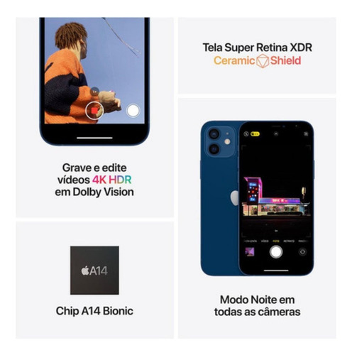 Apple Iphone 12 Preto (128gb) + Todos Acessórios - 100% Cinza-escuro