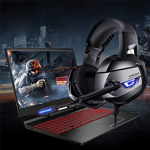 Imagem 7 de 8 de Fone Ouvido Headset Gamer K5 Blue Led Onikuma Usb P2 P3 Ps4