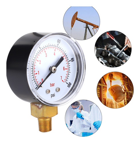 Manómetro De Presión De Agua De 0-100 Psi, 0-7 Bar, 50 Mm, E