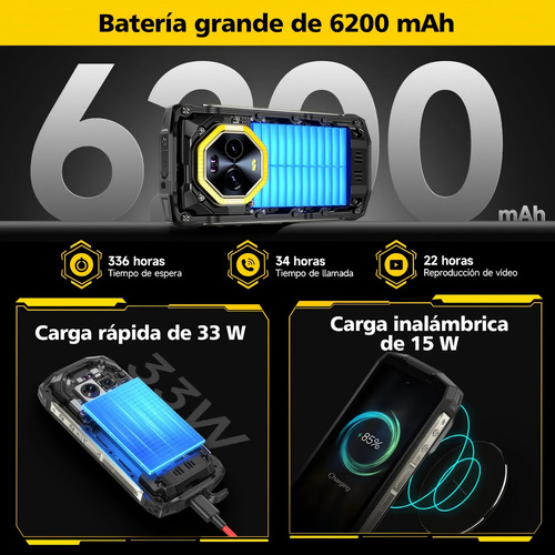 Ulefone Armor Mini 20 Pro 4,7 pulgadas 5G Dual SIM robusto luz LED versátil Android 14 6200 mAh 16 GB de RAM 256 GB Rom Visión Nocturna De 64 MP 33 W