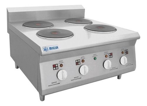 Parrilla Eléctrica Con 4 Platos Calientes Migsa Bn600-e603