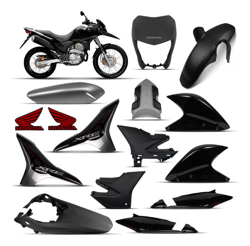 Kit Carenagem Honda Xre 300 2011 Preta Com Adesivos