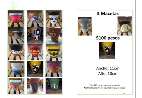 3 Macetas Artesanales New Por $100 Pesos