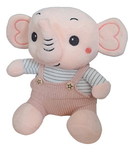 Peluche Elefante Bebé Tierno Rosa Con Jardinera 28cm Kawaii