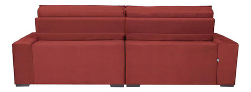 Sofá Austin 2,22m Retrátil, Reclinável com Molas no Assento e Almofadas, Suede Vermelho Cama inBox