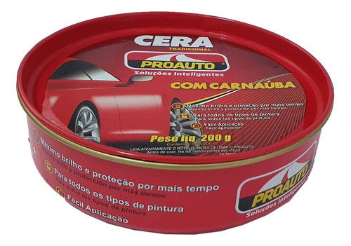 Cera Para Carros Autos Brilho Intenso Carnaúba Pasta 200g