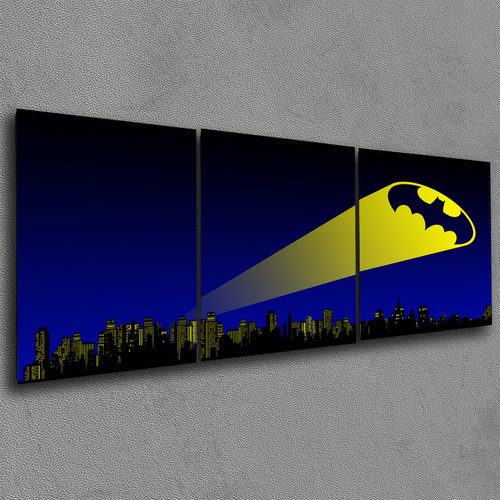 Cuadro Triptico 90x40x4cm Batman Signal