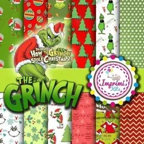 Comprar Kit Fondos Navidad Papeles Png Grinch Navideños #n126