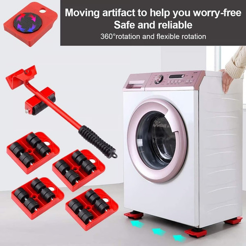 Base Ajustable Kit 4 Ruedas Mover Muebles Lavadora