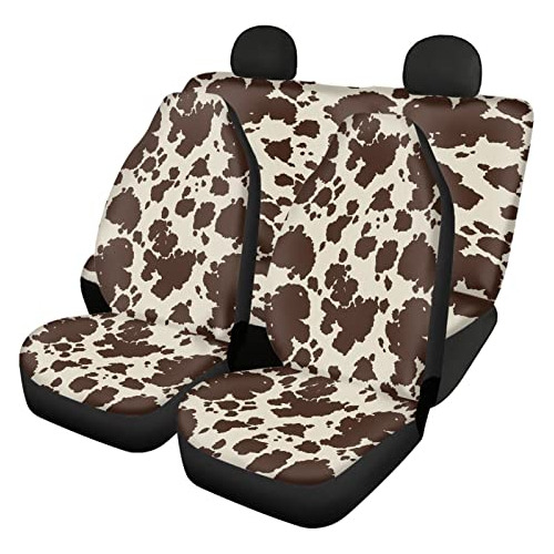 Brown Cow Print Car Seat Covers Full Set For Women Men ...