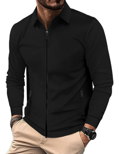 Chaqueta Polo Casual De Manga Larga Para Hombre