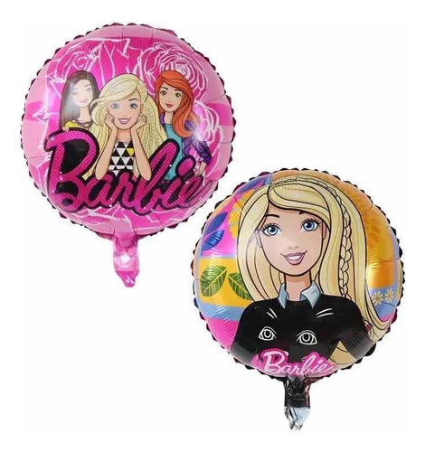 Pack 12 Globos Metalicos Barbie 45 Cm Con Varilla - Glovers