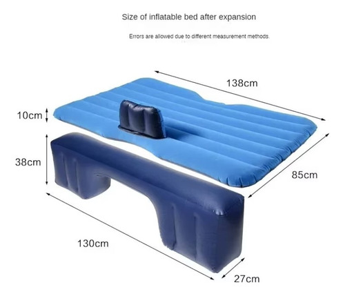 Colchon Inflable Con Compresor 12v Y 2 Almohadas Para Auto