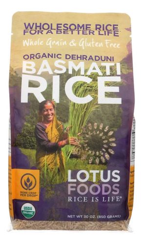 Lotus Foods Arroz Basmati Integral Organico, 30 Onzas