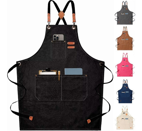 Mandil Delantal Multiusos Cocina Chef Barberia  Unisex Color Negro