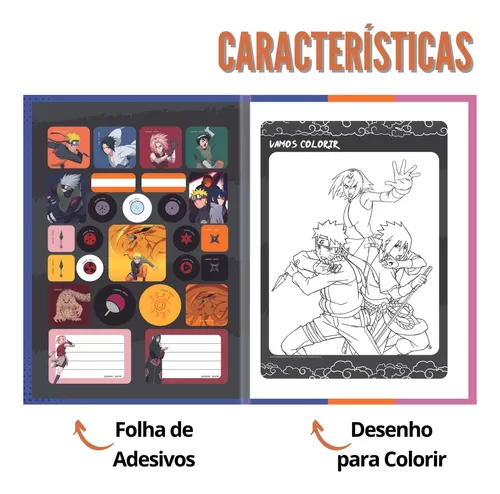 Caderno Naruto Desenho Animes Mangás Brochura 2 Unidades